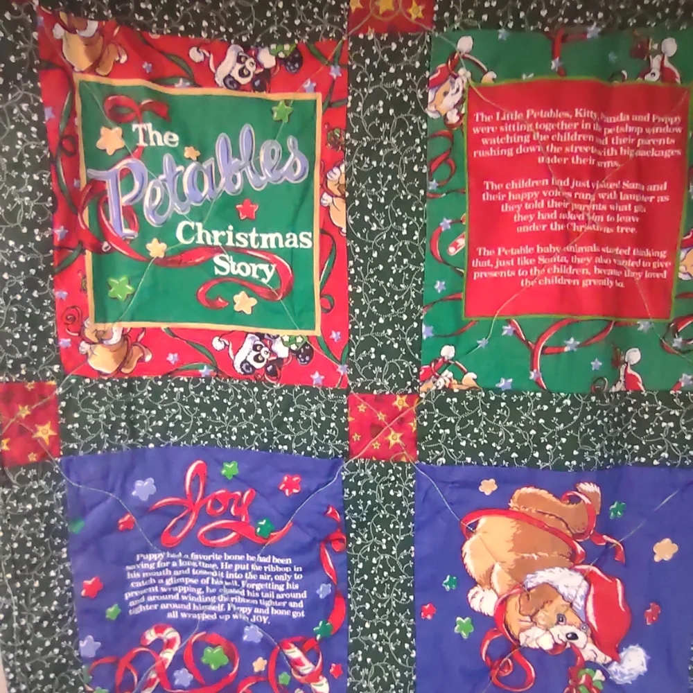 Festive Holiday Lap Quilt with Red, Green, and Blue Patterns